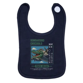 Bombardiro Crocodilo, Σαλιάρα με Σκρατς 100% Organic Cotton Μπλε (0-18 months)