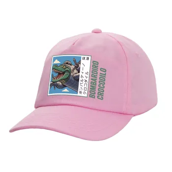 Bombardiro Crocodilo, Adult Baseball Cap, 100% Cotton, PINK (COTTON, ADULT, UNISEX, ONE SIZE)