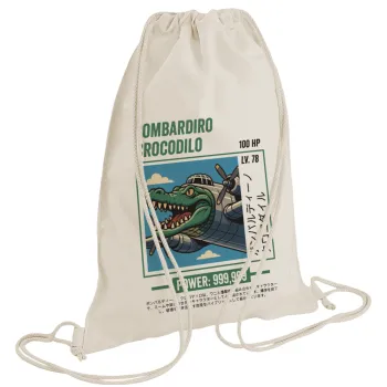 Bombardiro Crocodilo, Backpack bag GYMBAG natural (28x40cm)