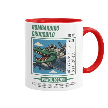 Bombardiro Crocodilo, Mug colored red, ceramic, 330ml