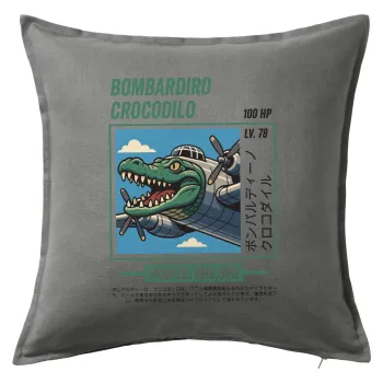 Bombardiro Crocodilo, Sofa cushion Grey 50x50cm includes filling