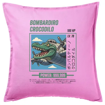 Bombardiro Crocodilo, Μαξιλάρι καναπέ ΡΟΖ 100% βαμβάκι, περιέχεται το γέμισμα (50x50cm)