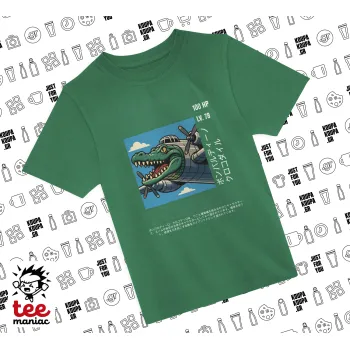 Bombardiro Crocodilo, Άνετο παιδικό T-Shirt ΠΡΑΣΙΝΟ από 100% βαμβάκι, για κάθε μέρα. Vegan & OEKO-TEX πιστοποιημένο.