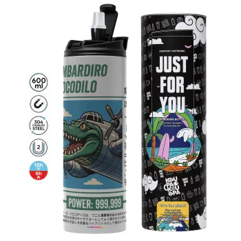 Bombardiro Crocodilo, Tumbler stainless steel GREY 600ml