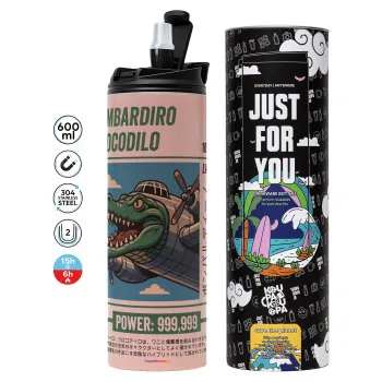 Bombardiro Crocodilo, Tumbler stainless steel PINK 600ml