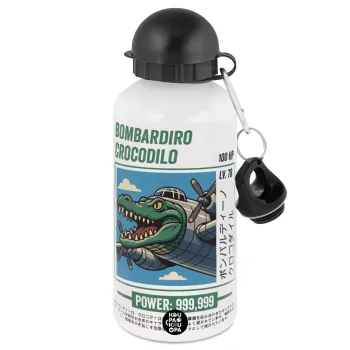 Bombardiro Crocodilo, Μεταλλικό παγούρι νερού, Λευκό, αλουμινίου 500ml