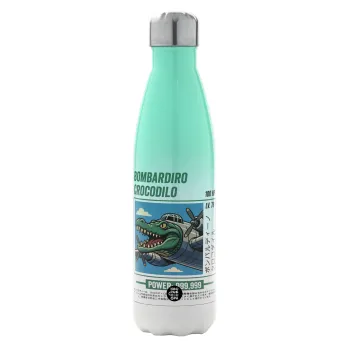 Bombardiro Crocodilo, Metal mug thermos Green/White (Stainless steel), double wall, 500ml