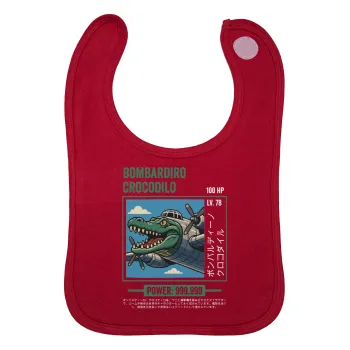 Bombardiro Crocodilo, Σαλιάρα με Σκρατς Κόκκινη 100% Organic Cotton (0-18 months)
