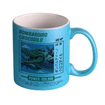 Bombardiro Crocodilo, Κούπα Σιέλ Glitter που γυαλίζει, κεραμική, 330ml