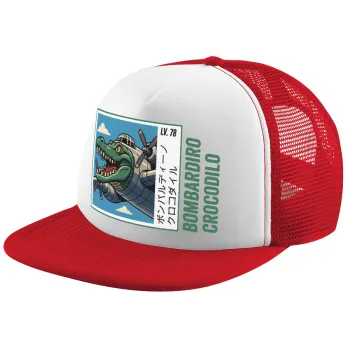 Bombardiro Crocodilo, Children's Soft Trucker Hat with Red/White Mesh (POLYESTER, CHILDREN'S, ONE SIZE)