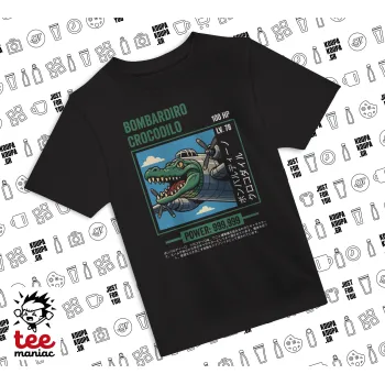 Bombardiro Crocodilo, Άνετο παιδικό T-Shirt ΜΑΥΡΟ από 100% βαμβάκι, για κάθε μέρα. Vegan & OEKO-TEX πιστοποιημένο.