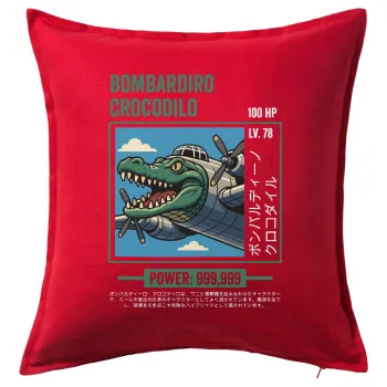 Bombardiro Crocodilo, Sofa cushion RED 50x50cm includes filling