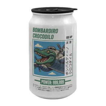 Bombardiro Crocodilo, Κούπα ταξιδιού μεταλλική με καπάκι (tin-can) 500ml