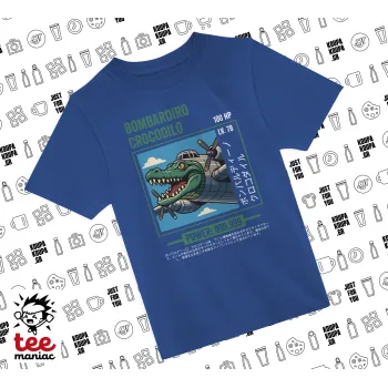 Bombardiro Crocodilo, Παιδικό T-Shirt ΜΠΛΕ από 100% βαμβάκι, για κάθε μέρα. Vegan & OEKO-TEX πιστοποιημένο.