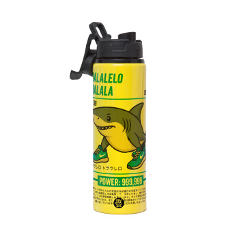 Tralalero Tralala, Metallic water bottle with safety lid, 850ml aluminum