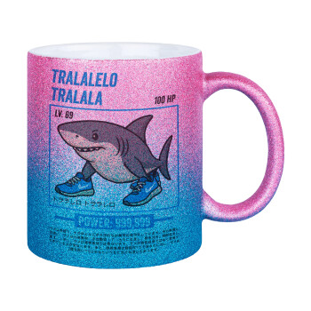 Tralalero Tralala, Κούπα Χρυσή/Μπλε Glitter, κεραμική, 330ml