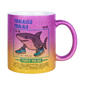 Tralalero Tralala, Κούπα Χρυσή/Ροζ Glitter, κεραμική, 330ml