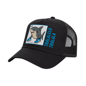 Tralalero Tralala, Trucker Hat with Mesh, Black, (COTTON, KIDS, UNISEX, ONE SIZE)