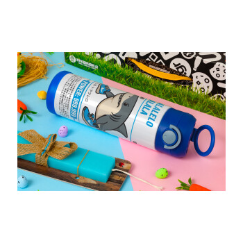 Tralalero Tralala, Easter candle, Childrens hot water bottle, stainless steel, with safety straw, BLUE (500ml)