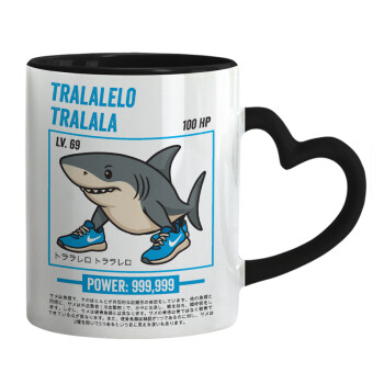 Tralalero Tralala, Mug heart black handle, ceramic, 330ml
