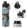 Metallic water bottle with safety cap, 850ml aluminum