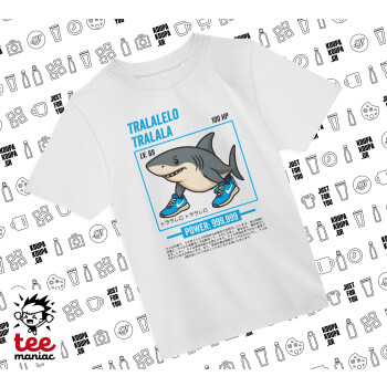 Tralalero Tralala, Άνετο παιδικό T-Shirt ΛΕΥΚΟ από 100% βαμβάκι, για κάθε μέρα. Vegan & OEKO-TEX πιστοποιημένο.
