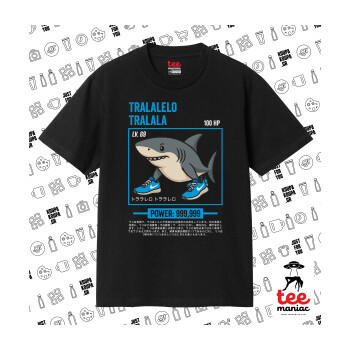 Tralalero Tralala, Κλασικό T-Shirt, διπλής ραφής, χωρίς πλευρικές ραφές ΜΑΥΡΟ από 100% βαμβάκι. Vegan & OEKO-TEX πιστοποιημένο.