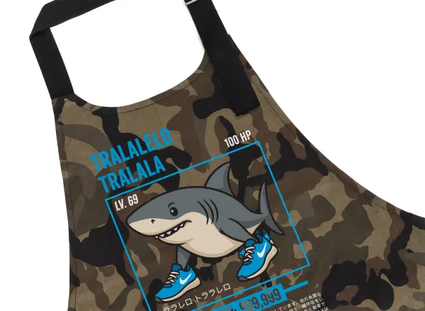 Tralalero Tralala — Chef's cooking apron with pockets, cotton, camouflage (adult, 100% cotton)