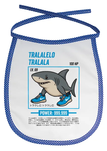 Tralalero Tralala — Stain-resistant baby bib with tie, blue