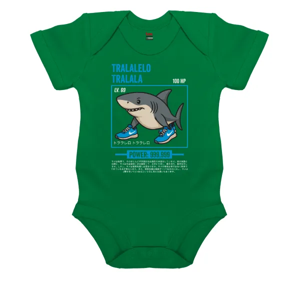 Tralalero Tralala — Short-sleeve baby bodysuit, GREEN, 100% organic cotton
