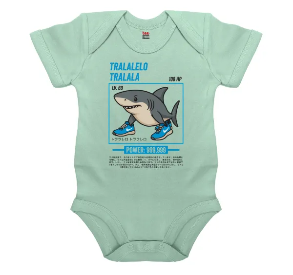 Tralalero Tralala — Βρεφικό φορμάκι μωρού, 0-18 μηνών, mint, 100% Organic Cotton, κοντομάνικο