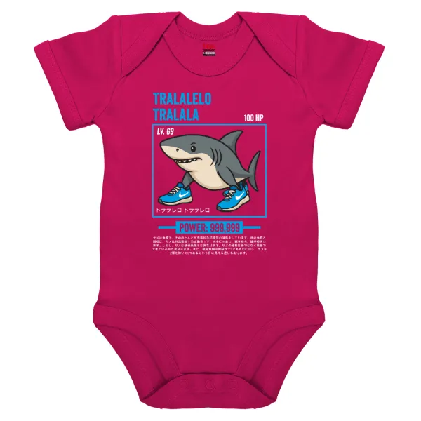 Tralalero Tralala — Short-sleeve baby bodysuit, 0-18 months, PINK, 100% organic cotton