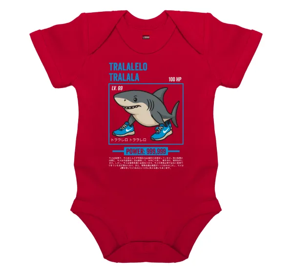 Tralalero Tralala — Short-sleeve baby bodysuit, RED, 100% organic cotton