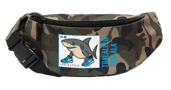 Tralalero Tralala — Unisex waist bag (banana) in Jungle camouflage color with 2 pockets