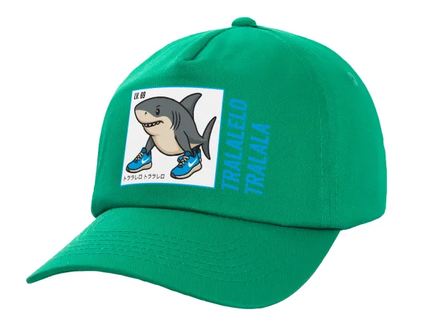 Tralalero Tralala — Children's Baseball Cap, 100% Cotton Twill, Green (COTTON, CHILDREN'S, UNISEX, ONE SIZE)