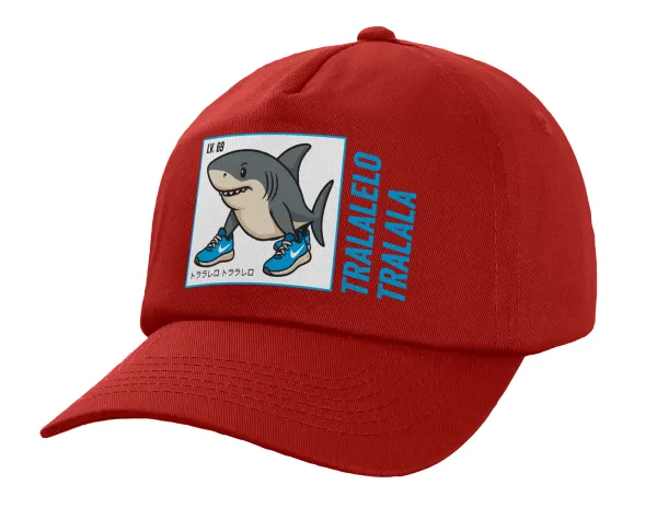 Tralalero Tralala — Children's Baseball Cap, 100% Cotton Twill, Red (COTTON, CHILDREN'S, UNISEX, ONE SIZE)