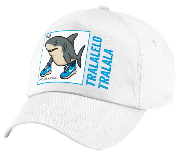 Tralalero Tralala — Children's Baseball Cap, 100% Cotton Twill, White (COTTON, CHILDREN'S, UNISEX, ONE SIZE)