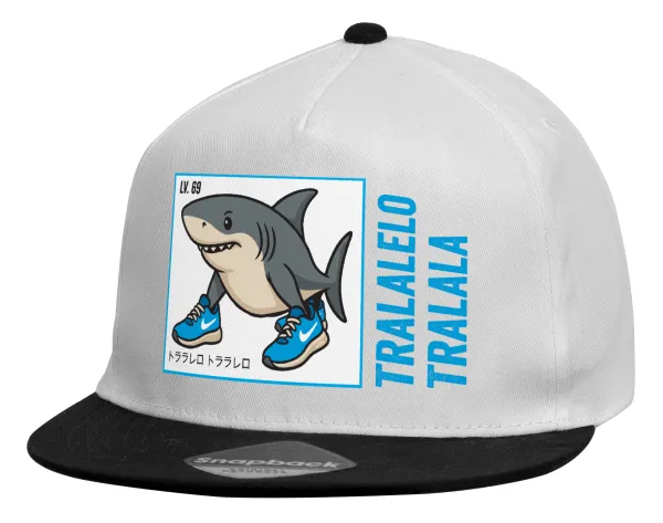 Tralalero Tralala — Child's Flat Snapback Hat, White (100% COTTON, CHILDREN'S, UNISEX, ONE SIZE)