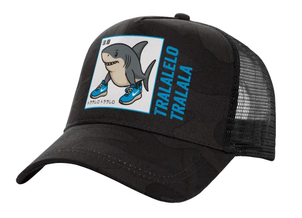Tralalero Tralala — Adult Structured Trucker Hat, with Mesh, Dark Army (100% COTTON, ADULT, UNISEX, ONE SIZE)