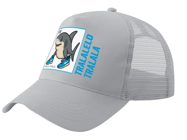 Tralalero Tralala — Trucker Hat with Mesh, GREY, (COTTON, KIDS, UNISEX, ONE SIZE)