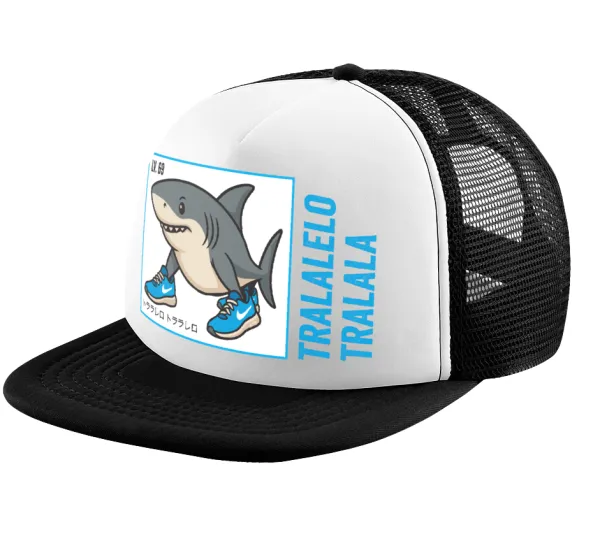 Tralalero Tralala — Adult Soft Trucker Hat with Black/White Mesh (POLYESTER, ADULT, UNISEX, ONE SIZE)