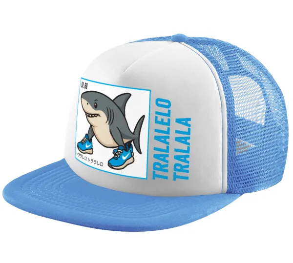 Tralalero Tralala — Καπέλο παιδικό Soft Trucker με Δίχτυ ΓΑΛΑΖΙΟ/ΛΕΥΚΟ (POLYESTER, ΠΑΙΔΙΚΟ, ONE SIZE)