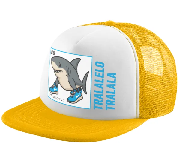Tralalero Tralala — Καπέλο Ενηλίκων Soft Trucker με Δίχτυ Κίτρινο/White (POLYESTER, ΕΝΗΛΙΚΩΝ, UNISEX, ONE SIZE)