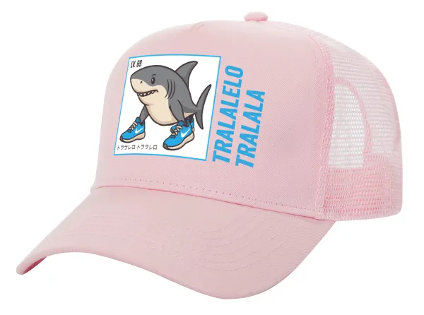 Tralalero Tralala — Structured Trucker Children's Hat, with Mesh, PINK (100% COTTON, CHILDREN'S, UNISEX, ONE SIZE)