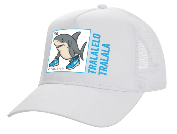 Tralalero Tralala — Καπέλο Ενηλίκων Structured Trucker, με Δίχτυ, ΛΕΥΚΟ (100% ΒΑΜΒΑΚΕΡΟ, ΕΝΗΛΙΚΩΝ, UNISEX, ONE SIZE)