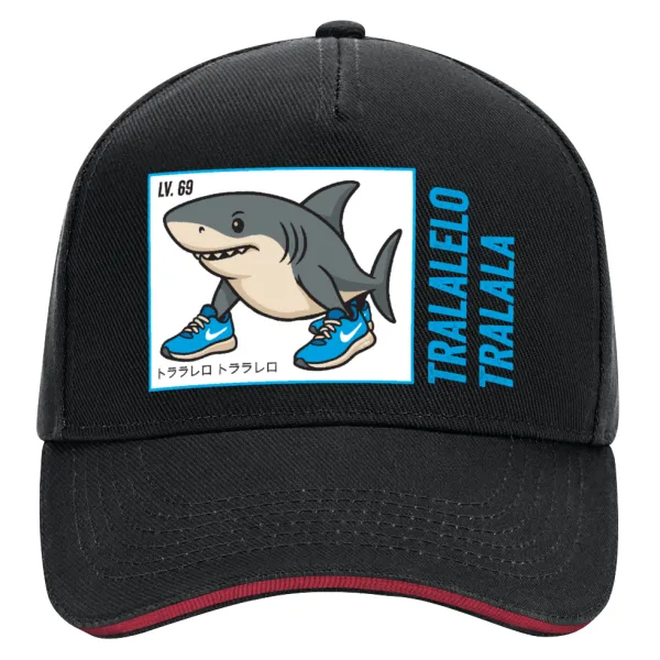 Tralalero Tralala — DRILL Adult Ultimate Hat BLACK/RED, (100% COTTON, ADULT, UNISEX, ONE SIZE)