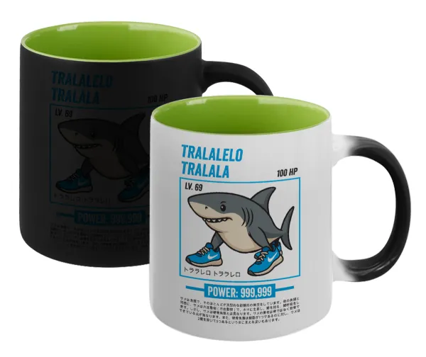 Tralalero Tralala — Magic mug with green interior, ceramic, 330ml, changes colour with hot drinks