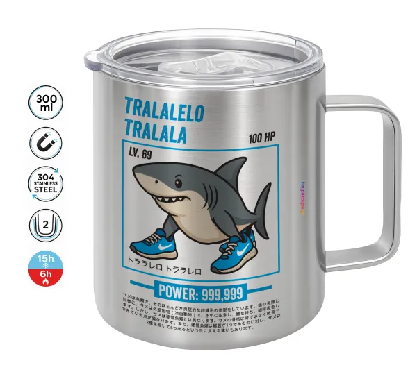 Tralalero Tralala — Κούπα Ανοξείδωτη διπλού τοιχώματος 300ml με καπάκι διατήρησης θερμοκρασίας