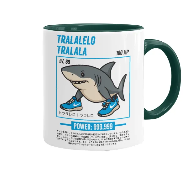 Tralalero Tralala — Mug colored green, ceramic, 330ml