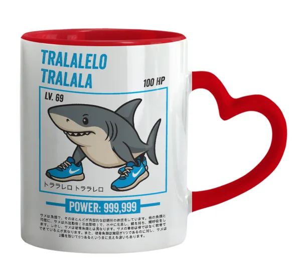 Tralalero Tralala — Mug heart red handle, ceramic, 330ml